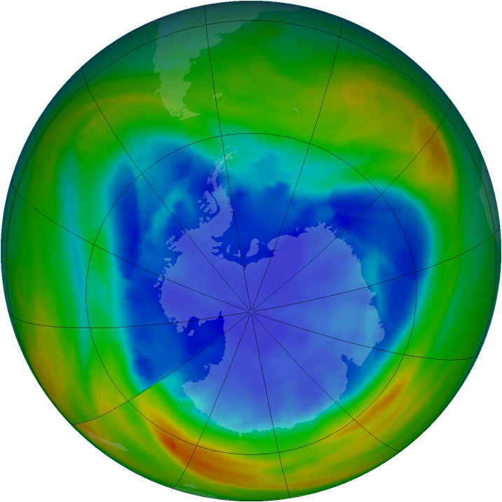 Antarctic ozone map for 20 August 2007